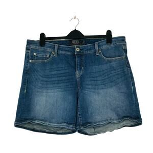 Torrid Women's 18 Shorts Blue Premium Medium Wash Whiskered Denim Bermuda C